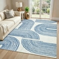 thumbnail image 1 of GlowSol 10'x13' Area Rugs Large Washable Geometric Stripes Rug Indoor Modern Non-Slip Low Pile Accent Carpet for Living Room Bedroom, Blue, 1 of 7