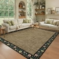 thumbnail image 1 of GlowSol 10'x13' Area Rugs Modern Floral Bordered Rug Non-Slip Low Pile Accent Carpet Soft Foldable Rugs for Living Room Bedroom, Brown/Black, 1 of 8