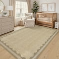 thumbnail image 1 of GlowSol 10'x13' Large Scalloped Pattern Area Rugs for Living Room Solid Washable Non Slip Low Pile Accent Rug for Bedroom, Jute Color, 1 of 7