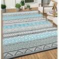 thumbnail image 1 of GlowSol 10'x20' Outdoor Rug Carpet Waterproof Reversible Patio Rug RV Camping Rug Plastic Straw Rug Outside Indoor Outdoor Boho Area Rug, Blue Gray, 1 of 6