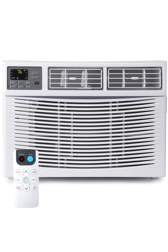 10000 BTU Smart Window Air Conditioner, 450 Sq.Ft Fast Cooling Dehumidifier, WiFi App & Remote Control, Energy Saving Quiet, 24H Timer, Washable Filter, 110-115V White