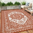 thumbnail image 1 of GlowSol 10x14 Outdoor Rug Waterproof Carpet Patio Rug Indoor Outdoor Area Rug Reversible Rug for Picnic Beach Deck-Outdoor, Brick Red/White, 1 of 8