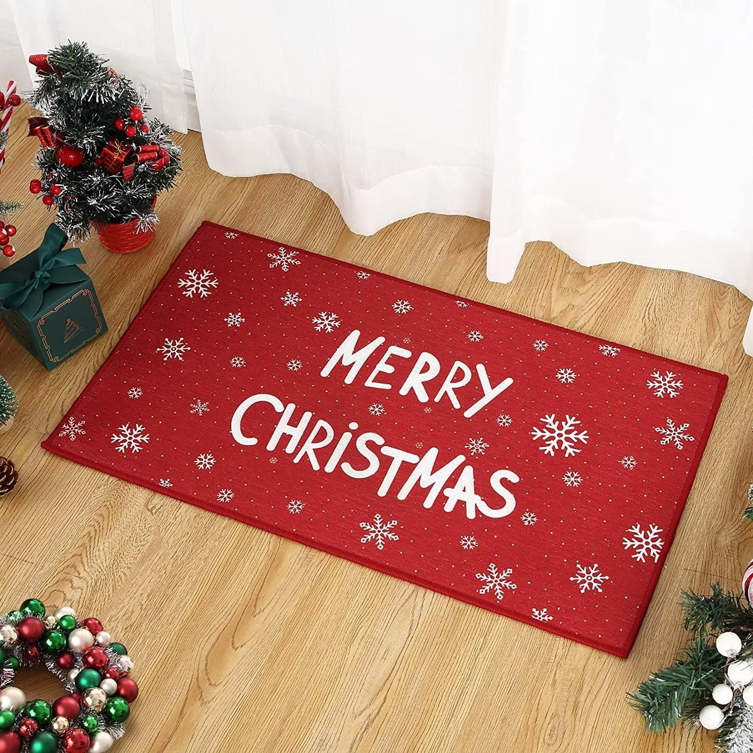 Christmas Snowman Welcome Mat Non Slip Rubber Backing Tropical Christmas  Door Mat Low Profile Let It Snow Winter Holiday Doormat For Entryway Front  Door Porch 28.75X17.2Inch (Blue Let It Snow) 