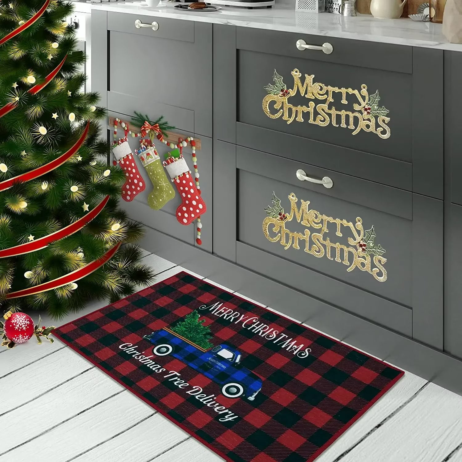 GlowSol 17"x29" Doormat LowProfile NonSlip Entryway Christmas