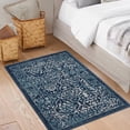 thumbnail image 1 of GlowSol 2' x 3' Moroccan Trellis Area Rug Vintage Floor Mat Low Pile Non-Shedding Rug Floral Rugs for Entryway Front Door Kitchen, Navy Blue, 1 of 7