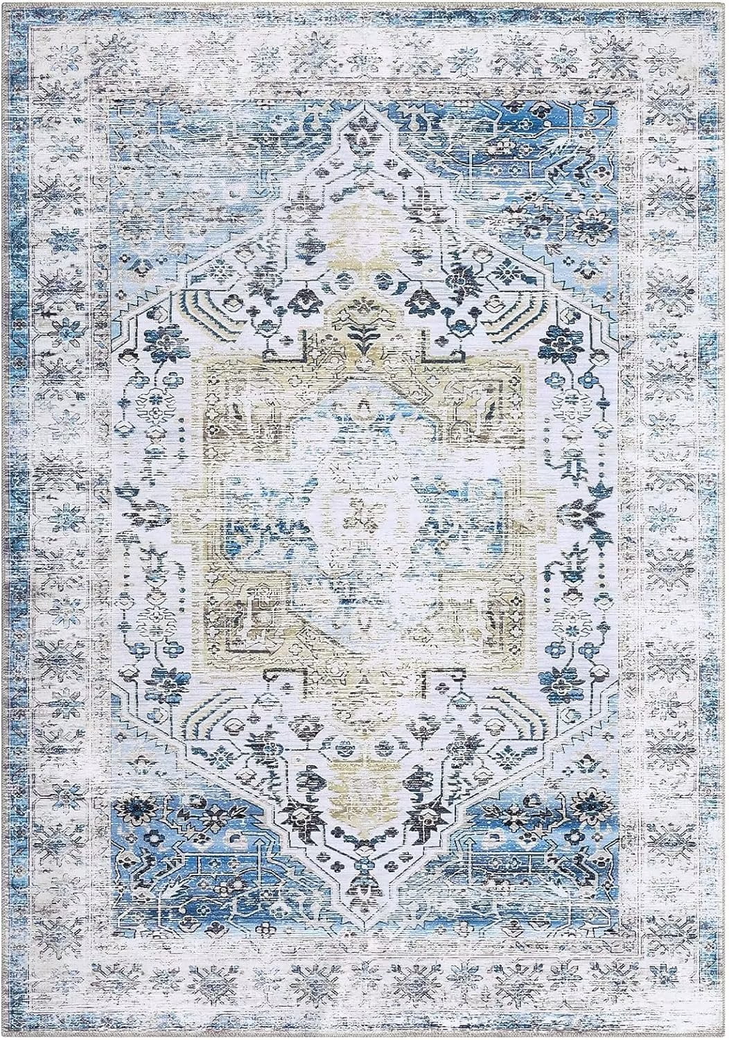 GlowSol 2' x 3' Small Rug Persian Vintage Flower Print Rug Indoor ...