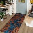 thumbnail image 1 of GlowSol 2' x 6' Abstract Runner Rug Washable Modern Hallway Runner Rug Non-Slip Low Pile Kitchen Mat Entryway Runners for Doorway Bedside, Blue/Red, 1 of 5