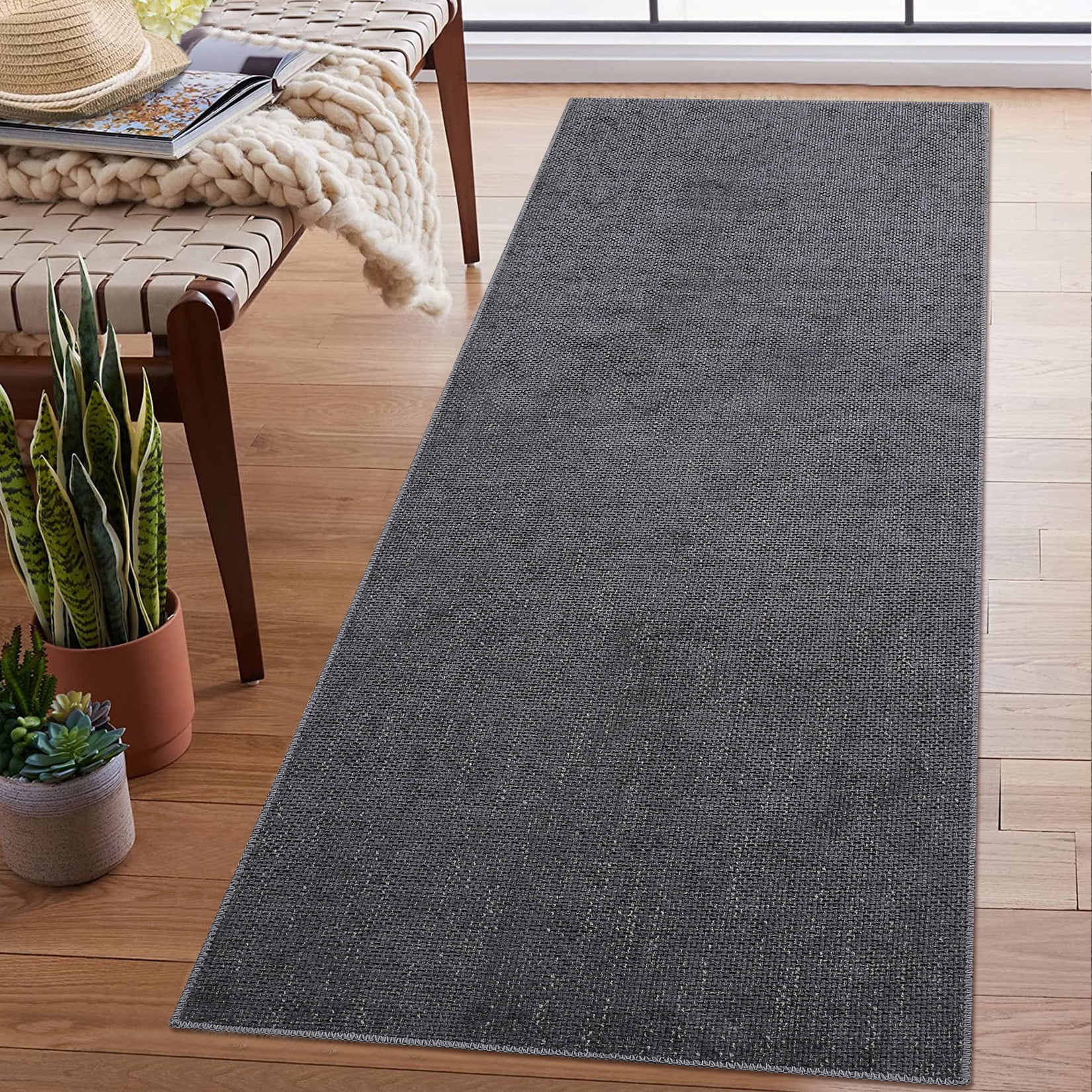 GlowSol 2' x 6' Hallway Runner Rug Modern Solid Long Runner Rug
