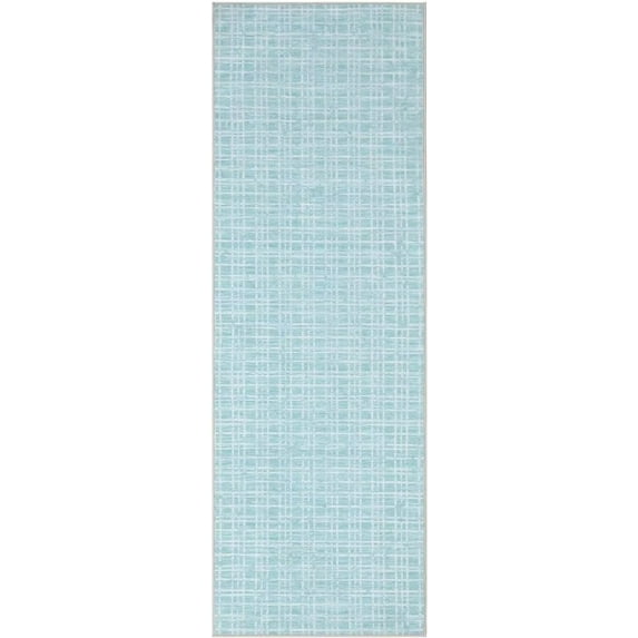 GlowSol 2' x 6' Kitchen Runner Rug Farmhouse Plaid Checkered Rug Washable Rugs Soft Rug Runner No-Shedding Thin Floor Mat for Laundry Hallway, Teal
