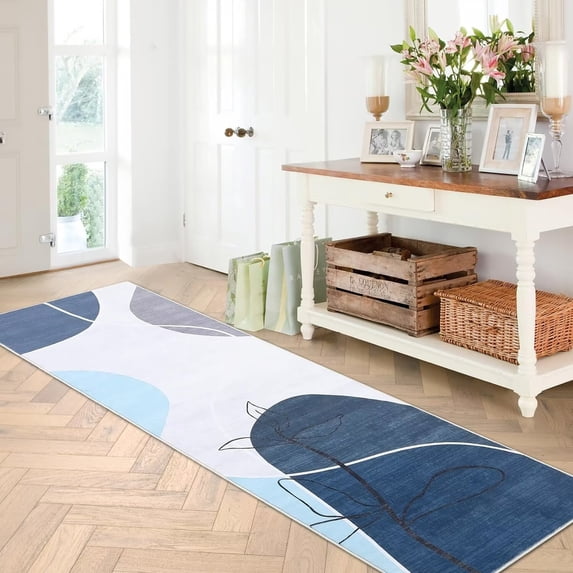 GlowSol 2' x 6' Kitchen Runner Rugs Artistic Abstract Rug Bathroom Rugs Kitchen Mat Non-Slip Bedsides Area Rugs for Entryway Bedroom Laundry, Blue/Multi