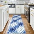 thumbnail image 1 of GlowSol 2' x 6' Long Runner Rug Bedroom Rug Modern Plaid Geometric Rug Farmhouse Stripe Rug Indoor Low Pile Non-Slip Rug for Laundry Kitchen, Blue, 1 of 7