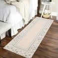 thumbnail image 1 of GlowSol 2' x 6' Modern Bordered Runner Rug Hallway Kitchen Washable Rugs Non Slip Bedroom Runner Rug, Beige Camel, 1 of 7