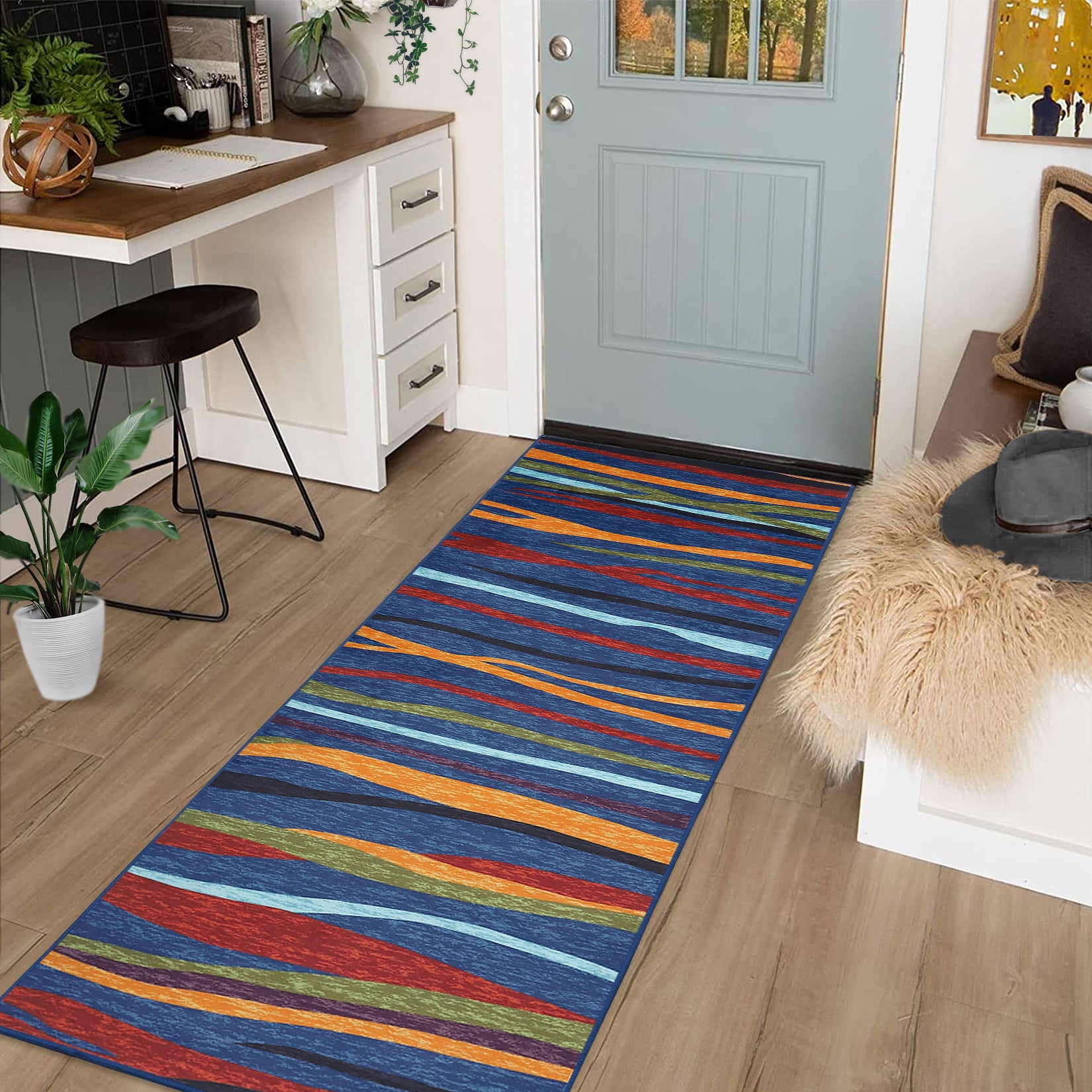 GlowSol 2' x 6' Modern Colorful Runner Rug Abstract Washable Indoor