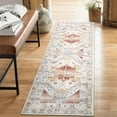 thumbnail image 1 of GlowSol 2' x 6' Vintage Runner Rug Boho Floral Runner Rug Medallion Distressed Non-Slip Bedsides Rug for Kitchen, Orange/Pink, 1 of 6