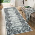 thumbnail image 1 of GlowSol 2' x 6' Washable Runner Rug Modern Bordered Rug Floral Rug Non Slip Bedroom Runner for Laundry Room Kitchen, Gray Green, 1 of 7
