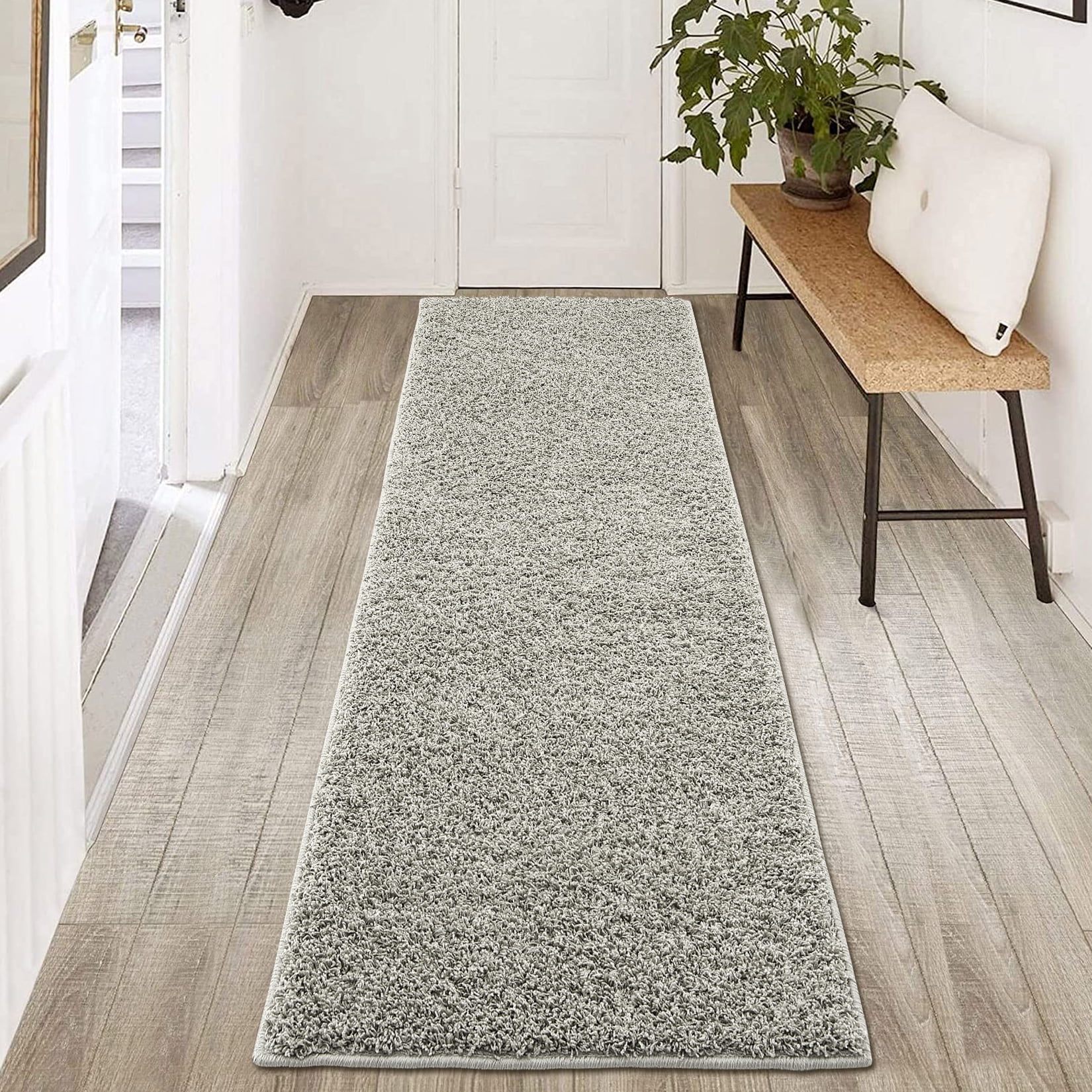 GlowSol 2' x 8' Long Entryway Runner Rug Indoor Solid Shag Runner Rug ...