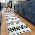 thumbnail image 1 of GlowSol 2' x 8' Moroccan Runner Rug Boho Geometric Runners Foldable Thin Rug Soft Stain Resistant Rug for Hallway Kitchen Laundry Room, Black White, 1 of 8