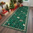 thumbnail image 1 of GlowSol 2'x6' Christmas Runner Rug Indoor Non-Slip Bedsides Runner Rug Soft Xmas Area Rug for Hallway Kitchen Laundry Room, Green, 1 of 7