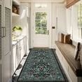 thumbnail image 1 of GlowSol 2'x6' Floral Washable Runner Rug Soft Bedside Runner Rugs for Bedroom Non-Slip Low Pile Rug for Kitchen Hallway, Black, 1 of 7