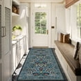 thumbnail image 1 of GlowSol 2'x6' Floral Washable Runner Rug Soft Bedside Runner Rugs for Bedroom Non-Slip Low Pile Rug for Kitchen Hallway, Blue, 1 of 7