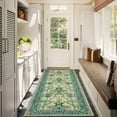 thumbnail image 1 of GlowSol 2'x6' Floral Washable Runner Rug Soft Bedside Runner Rugs for Bedroom Non-Slip Low Pile Rug for Kitchen Hallway, Green, 1 of 7