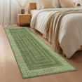 thumbnail image 1 of GlowSol 2'x6' Hallway Runner Rug Indoor Modern Bordered Braided Print Non Slip Bedroom Runners for Laundry Kitchen, Green, 1 of 8