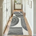 thumbnail image 1 of GlowSol 2'x6' Hallway Runner Rug Indoor Modern Geometric Stripes Print Non Slip Bedroom Runners for Laundry Kitchen, Black, 1 of 7