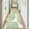 thumbnail image 1 of GlowSol 2'x6' Hallway Runner Rug Indoor Modern Geometric Stripes Print Non Slip Bedroom Runners for Laundry Kitchen, Green, 1 of 7