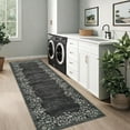 thumbnail image 1 of GlowSol 2'x6' Hallway Runner Rug Modern Floral Border Runners Rug Low Pile Non Slip Bedroom Rug Soft Accent Runner Rugs for Kitchen Laundry, Black, 1 of 8