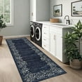 thumbnail image 1 of GlowSol 2'x6' Hallway Runner Rug Modern Floral Border Runners Rug Low Pile Non Slip Bedroom Rug Soft Accent Runner Rugs for Kitchen Laundry, Blue, 1 of 8