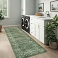 thumbnail image 1 of GlowSol 2'x6' Hallway Runner Rug Modern Floral Border Runners Rug Low Pile Non Slip Bedroom Rug Soft Accent Runner Rugs for Kitchen Laundry, Green, 1 of 8