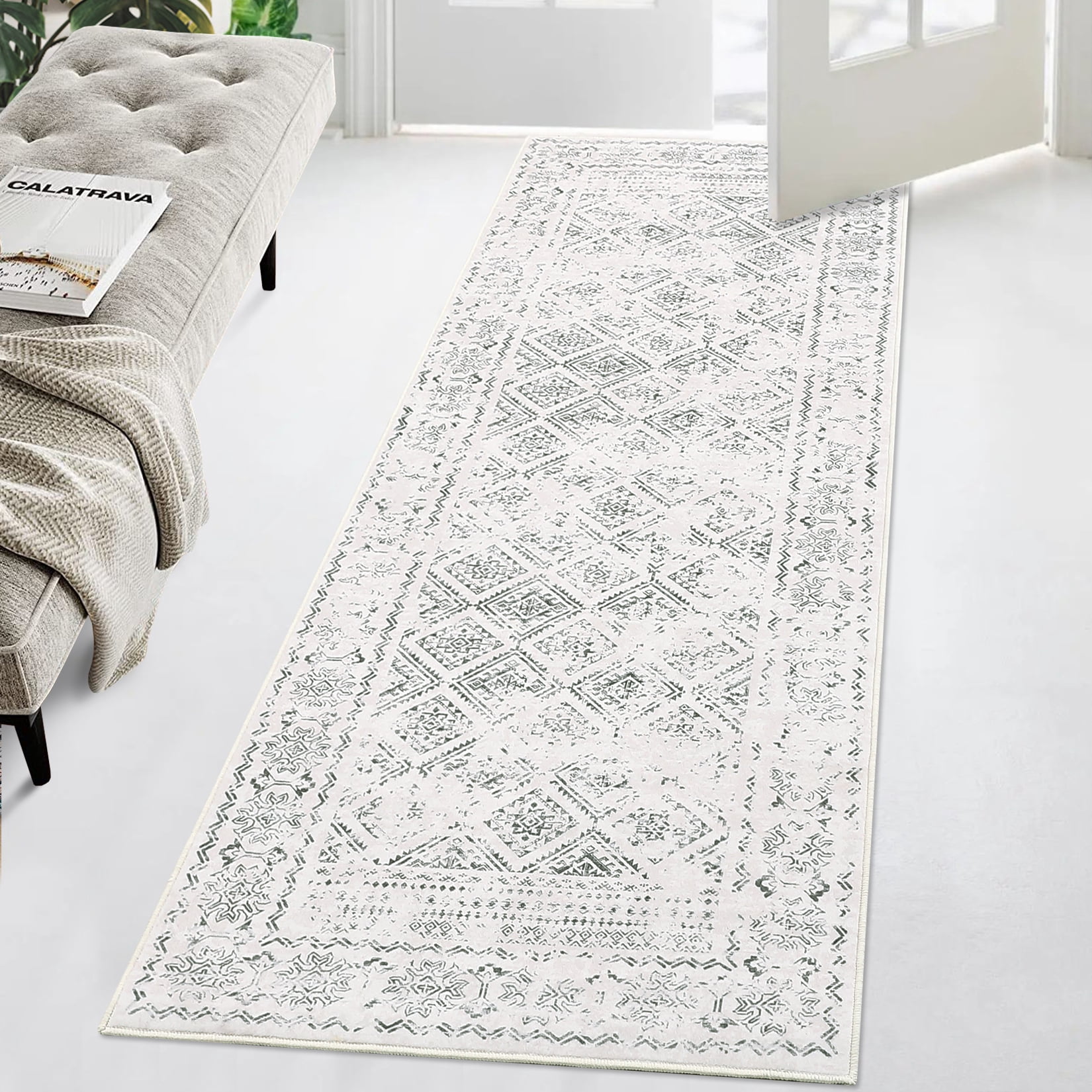 GlowSol 2'x6' Hallway Runner Rug Vintage Distressed Washable Floor ...