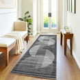 thumbnail image 1 of GlowSol 2'x6' Kitchen Hallway Runner Rug Modern Geometric Stripes Runners Non Slip Low Pile Bedroom Rugs for Laundry Room, Black, 1 of 8