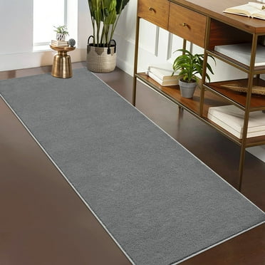 GlowSol 2'x6' Kitchen Runner Rug Modern Solid Washable Rug Soft Fluffy Non-Slip Runners Rug for Laundry Room, Gray