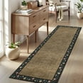 thumbnail image 1 of GlowSol 2'x6' Modern Floral Bordered Runner Rug Washable Non-Slip Bedroom Runner Rug Soft Hallway Runner Rugs for Laundry Room, Brown/Black, 1 of 8