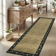 thumbnail image 1 of GlowSol 2'x6' Modern Floral Bordered Runner Rug Washable Non-Slip Bedroom Runner Rug Soft Hallway Runner Rugs for Laundry Room, Flax/Black, 1 of 8