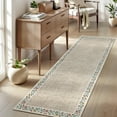 thumbnail image 1 of GlowSol 2'x6' Modern Floral Bordered Runner Rug Washable Non-Slip Bedroom Runner Rug Soft Hallway Runner Rugs for Laundry Room, Light Flax/Beige, 1 of 8