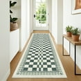 thumbnail image 1 of GlowSol 2'x6' Modern Geometric Runner Rug Soft Non-Slip Bedroom Runner Rug Washable Checkered Indoor Runners for Kitchen Hallway Laundry, Green, 1 of 7
