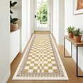 thumbnail image 1 of GlowSol 2'x6' Modern Geometric Runner Rug Soft Non-Slip Bedroom Runner Rug Washable Checkered Indoor Runners for Kitchen Hallway Laundry, Yellow, 1 of 7