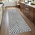 thumbnail image 1 of GlowSol 2'x6' Modern Geometric Stripes Runner Rug Washable Non Slip Low Pile Bedroom Runner Rug Soft Foldable Runners for Laundry, Gray Black, 1 of 6