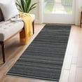 thumbnail image 1 of GlowSol 2'x6' Modern Striped Rugs Washable Hallway Runner Rug Soft Non Slip Bedroom Runner Rug Farmhouse Kitchen Runner Rug for Laundry Room, Black, 1 of 6