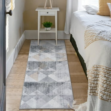 GlowSol 2'x6' Runner Rug Contemporary Geometric Accent Rugs Indoor Floor Mat for Entryway Laundry Room, Gray Yellow
