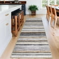 thumbnail image 1 of GlowSol 2'x6' Runner Rug Modern Striped Hallway Kitchen Runner Rugs Non-Slip Low Pile Bedroom Rug for Laundry Room, Gray/Brown, 1 of 8