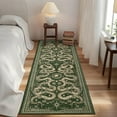 thumbnail image 1 of GlowSol 2'x6' Snake Pattern Runner Rug Hallways Kitchen Runner Rug Non Slip Bedroom Rug Soft Low Pile Thin Rug for Laundry Room, Green, 1 of 7