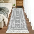 thumbnail image 1 of GlowSol 2'x6' Tassel Runner Rug Boho Geometric Runner Rug Non-Slip Low Pile Kitchen Hallway Runners for Laundry Room, Gray, 1 of 7