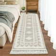 thumbnail image 1 of GlowSol 2'x6' Tassel Runner Rug Boho Geometric Runner Rug Non-Slip Low Pile Kitchen Hallway Runners for Laundry Room, Taupe, 1 of 7
