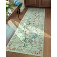 thumbnail image 1 of GlowSol 2'x6' Washable Hallway Runner Rug Floral Peacock Print Rug Non Slip Soft Foldable Runner Rug for Laundry Room, Green, 1 of 7