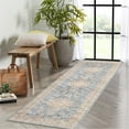 thumbnail image 1 of GlowSol 2'x6' Washable Hallway Runner Rug Vintage Medallion Print Low Pile Non-Slip Bedroom Runner Rugs for Kitchen Laundry, Blue, 1 of 7