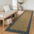 thumbnail image 1 of GlowSol 2'x6' Washable Runner Rug Floral Bordered Runner Rugs Soft Braided Print Low Pile Non-Slip Bedroom Rugs for Kitchen Laundry, Brown + Dark Blue, 1 of 7