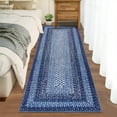 thumbnail image 1 of GlowSol 2'x8' Runner Rug Modern Braided Print Runner Rug Washable Non Slip Low Pile Runners for Kitchen Hallway Laundry, Navy Blue, 1 of 8